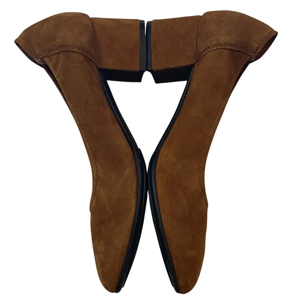 Sabrinas‎ Brown Suede Block Heel Pumps Round Toe Made in Spain EU 38 Womens